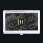 Caja Para Tarjetas De Visita Salón de belleza floral oscuro elegante del<br><div class="desc">Tenedor floral oscuro elegante de la tarjeta de visita del salón de belleza del monograma.</div>