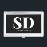 Caja Para Tarjetas De Visita Simple 2 Monograma Retro Inicial Blanco Negro<br><div class="desc">Clásico Elegante Mínimo Blanco Blanco Blanco 2 Monograma Inicial Monogramado</div>