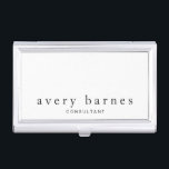 Caja Para Tarjetas De Visita Simple White Creative Profesional Moderno<br><div class="desc">Elegante, minimalista y elegante. Una perfecta fusión de estilo y profesionalismo hace que esta sencilla tarjeta blanca de negocios sea perfecta para profesionales conservadores que buscan una moda, un aspecto de cadera, pero con un mínimo de sensación. Este elegante y subestimado titular de tarjetas de visita es perfecto para salones...</div>