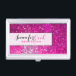 Caja Para Tarjetas De Visita Tarjeta de visita de Beauticist Purpurina rosa<br><div class="desc">Elegante purpurina rosa y brillantes. Guay para una industria estética y cutánea.</div>