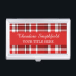 Caja Para Tarjetas De Visita Tartán blanco rojo<br><div class="desc">Este titular de tarjeta de visita de platillos rojos y blancos tiene un patrón repitido marcado / tartán que está ligeramente texturado. Es un diseño elegante,  brillante y elegante que hará que su portatarjetas destaque. Agregue fácilmente su nombre y título utilizando las plantillas.</div>