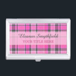 Caja Para Tarjetas De Visita Tartán rosa graso<br><div class="desc">Este diseño rosa y gris trenzado tiene un patrón repitido de marcado / tartán que está ligeramente texturado / afligido. Es un patrón elegante y elegante. Disfruta como está o lo usas como fondo de bonito para tu texto o fotos.</div>