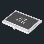 Caja Para Tarjetas De Visita Tipografía mínima moderna Nombre personalizado neg<br><div class="desc">Moderna y sofisticada tipografía minimal Maletín de tarjeta de visita Black Custom Name.</div>
