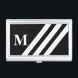 Caja Para Tarjetas De Visita Tiras Monograma titular de tarjeta de visita<br><div class="desc">El soporte de la tarjeta de visita Monograma de banda presenta bandas grandes y su monograma personalizado.</div>