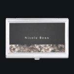 Caja Para Tarjetas De Visita Titular de la tarjeta de visita Black & Tan Glamou<br><div class="desc">Glamour negro y negro secuestra titular de tarjeta de visita. Personalizar con cualquier texto o déjalo en blanco.</div>