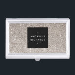 Caja Para Tarjetas De Visita Titular de la tarjeta de visita del Purpurina plat<br><div class="desc">Coordina con la "Glamorosa Purpurina Plata Modelo de Tarjeta de Negocios Moderno de Belleza". © 1201AM CREATIVE</div>