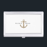 Caja Para Tarjetas De Visita Titular de la tarjeta de visita náutica del Purpur<br><div class="desc">Titular de la tarjeta de visita náutica del Purpurina de oro. Personalizar con cualquier texto o déjalo en blanco.</div>