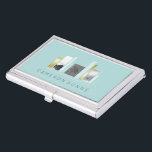 Caja Para Tarjetas De Visita Trullo geométrico de la luz del arquitecto y falso<br><div class="desc">Tenedor de la tarjeta de visita para un arquitecto en trullo ligero,  blanco y oro con un diseño geométrico elegante y moderno.</div>