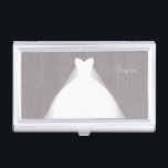 Caja Para Tarjetas De Visita Vestido boda Glamour moderno ducha de novia gris<br><div class="desc">Boda Vestido Glamour Moderno Ducha Gris Titular De La Tarjeta De Negocios Gris. Personalizar con cualquier texto o déjalo en blanco.</div>
