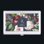 CAJA PARA TARJETAS DE VISITA VINTAGE NAVY RUBOR PINK BURGUNDY PROTEGE FLORAL<br><div class="desc">Si necesita más personalización,  por favor,  no dude en enviarme un mensaje a yellowfebstudio@gmail.com</div>