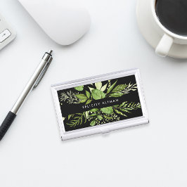 Caja Para Tarjetas De Visita Wild Meadow | Verde y negro personalizado
