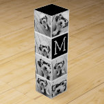 Caja Para Vino 11 Foto de Instagram Collage Personalizado Monogra<br><div class="desc">Blanco y negro - Usa hasta 11 fotos cuadradas para crear un regalo único y personal. O puedes mantener al cachorro hipster y hacer un keepsake de moda. Si necesita ajustar las imágenes,  haga clic en la herramienta personalizar para realizar cambios.</div>
