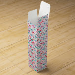 Caja Para Vino Acuarela floral de pájaro<br><div class="desc">Pájaro acuarela y flor silvestre en un fondo blanco,  rosa vibrante,  violeta y verde verde azulado. Arte original de Nic Squirrell.</div>