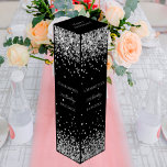 Caja Para Vino Aniversario elegante del purpurina de plata negra<br><div class="desc">Un fondo negro clásico. Decorado con un falso purpurina de plata. Personalice y agregue un nombre,  edad y fecha.</div>