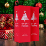 Caja Para Vino Árbol blanco de Navidades rojos festivos<br><div class="desc">Feliz Navidad Caja de Regalos de Vino Ideal para la temporada festiva,  puedes hacerlo tú mismo y personalizarlo con tu firma familiar o nombres</div>