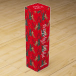 Caja Para Vino Árboles de Navidad y tigres patrón Fondo rojo<br><div class="desc">Este colorido patrón de árbol de Navidad al estilo personalizado con un fondo rojo personalizable le permite cambiar los colores de fondo. Navidades,  árboles,  animales Navidades y otros símbolos Navidades.</div>