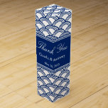 Caja Para Vino Boda del patrón de Seigaiha azul real Gracias<br><div class="desc">Patrón real de seigaiha azul. Patrón japonés de seikaiha azul real. Boda Gracias cajas de regalo de vino.</div>