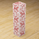 Caja Para Vino Caballo de dala sueco rojo y blanco<br><div class="desc">Arte tradicional dalecarliano Dala Caballo sueco de arte folclórico en rojo y blanco. Arte original de Nic Squirrell.</div>