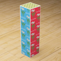 Caja de vino de tulipanes blancos multicolores