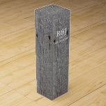 Caja Para Vino casamiento rústico de campo de madera de grano gri<br><div class="desc">invitaciones a bodas en madera de granero gris. Favoritos de boda rústicos.</div>
