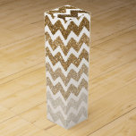 Caja Para Vino Chevron Ombre, Purpurina de la imitación del oro<br><div class="desc">Chevron Ombre,  Purpurina de la imitación del oro</div>