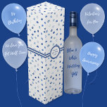 Caja Para Vino Corazones - Azul oscuro a azul claro sobre blanco<br><div class="desc">Corazones de diferentes tonos azules sobre un fondo blanco. Hay otras coloridas disponibles.</div>