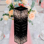 Caja Para Vino Cumpleaños del confetti de oro rosa negro<br><div class="desc">Un fondo negro clásico. Decorada con confeti de oro rosa. Personalice y agregue un nombre,  edad y fecha.</div>