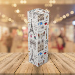 Caja Para Vino Doodles de París<br><div class="desc">El dibujo a mano muestra doodles de todo París, desde la Torre Eiffel y el Arco de Triunfo, hasta sillas de bistró y macarones.</div>