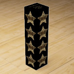 Caja Para Vino Elegante patrón Black Gold Merry Christmas Star<br><div class="desc">Elegante Decorativo Black and Gold Look Stars Merry Christmas Star Pattern Holiday Season Wine Gift Box,  puedes añadir tu nombre,  cambiar o borrar todo el texto</div>