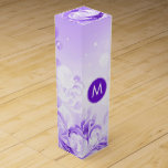 Caja Para Vino Elegantes Parques Florales Morados Y Blancos<br><div class="desc">Elegante y abstracto remolinos florales púrpura y blanca purpurina y chispas. Disponible en otros productos.</div>