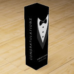 Caja Para Vino Fiesta de matrimonio de Tuxedo personalizada<br><div class="desc">Caja de vinos personalizada de la Fiesta de Boda de Tuxedo - fácil de personalizar con nombres y fecha de boda</div>