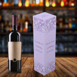 Caja Para Vino Fiesta elegante purpurina violeta de cumpleaños<br><div class="desc">Un fondo violeta de moda. Decorado con un falso purpurina. Personalice y agregue un nombre,  edad y fecha.</div>