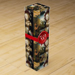 CAJA PARA VINO JOVEN CHICA, GRAPA VINEYARD RED WAX SEAL MONOGRAM<br><div class="desc">Elegante pintura de uvas colgadas con cinta azul.Hermoso chica joven rubio vestido con hermosos adornos y joyas de oro con gorra rojo y plumas blancas sosteniendo un plato lleno de uvas rojas amarillas, viñas de uva, hojas de otoño rojas con un paisaje lacustre en segundo plano ( Salome ) del...</div>