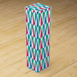 Caja Para Vino Largos Triángulos Art Deco Look<br><div class="desc">Un patrón geométrico de moda con un motivo artístico deco. Los colores son azul flor de maíz,  verde azulado,  rosa profundo y blanco.</div>