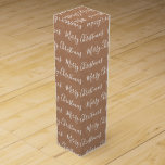Caja Para Vino Libro blanco "Feliz Navidad" Kraft<br><div class="desc">Guión de navidad de moras blancas con caja de vino de fondo de textura de papel kraft</div>