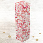 Caja Para Vino Mariposa acuarela Coral rosa<br><div class="desc">Pintura de mariposa de color rosa y agua blanca de color coral. Arte original de Nic Squirrell.</div>