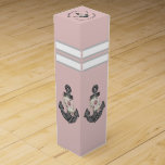 Caja Para Vino Nautical Monograma Polvo Rosa Anclaje Floral Rosa<br><div class="desc">Monograma Náutico Rosa Polvoriento Rubor Floral Rosa Anchura Rosa Polvoriento Rubor Anclaje Floral Rosa Beach Caja Favor de Boda</div>