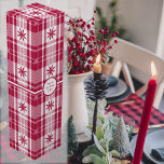 Caja Para Vino Navidades Tartán - Rojo y Blanco con Poinsettia<br><div class="desc">Navidades tartan en rojo y blanco con puntias. Otros colores escoceses disponibles sin la flor.</div>