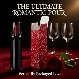 Caja Para Vino Patrón cardíaco rojo y rosa de San Valentín