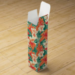 Caja Para Vino Patrón de flores tropicales Vibe de Hawái<br><div class="desc">Flores tropicales de color beige claro y naranja sin fisuras,  diseño floral de ambiente hawaiano.</div>