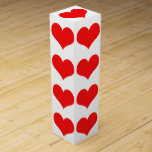 Caja Para Vino Patrones de corazón rojo Bodas cumpleaños de San V<br><div class="desc">¡Impreso con adorables diseños de corazón rojo!</div>