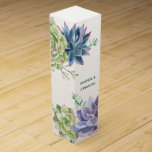 Caja Para Vino Personalizable Suculento de Cactus Deert de acuare<br><div class="desc">Watercolor suculento arte Cajas de vino con elegante personalizable de tipografía a los detalles de tu evento.</div>