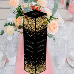 Caja Para Vino Purpurina de oro negro elegante cumpleaños<br><div class="desc">Un fondo negro clásico. Decorado con un falso purpurina de oro. Personalice y agregue un nombre,  edad y fecha.</div>