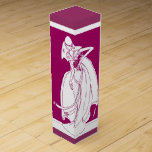Caja Para Vino Regalo de vino boda de la novia<br><div class="desc">Ilustracion de una novia con flores y velo,  reuniendo sus faldas Salón para agregar palabras para personalizar la caja de regalo para las damas de honor</div>