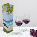 Caja Para Vino Relieve metalizado Ala en la playa<br><div class="desc">Este diseño aporta un ambiente tranquilo a los bañistas con vistas a los surfistas del Relieve metalizado,  bajo el pandano.</div>