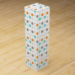 Caja Para Vino Retro Dots and Starbursts Wine Box<br><div class="desc">This customizable Retro Dots and Starbursts Wine Box design features (Wait for it.) a grid of colorful dots and starbursts. The vintage inspired turquoise; white, grey, and orange dots are separated by kitschy grey starbursts to form a geometric pattern. Customize the background color on this mid century modern product if...</div>