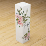 Caja Para Vino Rubor floral acuarela y Boda de oro Rosa<br><div class="desc">Rubor de moda y Rosa Boda Gold Boda de acuarela floral gracias cajas de vino con elegante personalizable de tipografía de escritura a mano según sus especificaciones.</div>