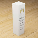 Caja Para Vino Saludos para amar la tostada de champán Boda moder<br><div class="desc">Estas modernas y elegantes cajas de regalo de Cheers to Love para bodas, aniversarios, fiestas de compromiso, fiestas de soltera y otros eventos especiales cuentan con dos brillantes copas de champán en un brindis para amar a un boda o un aniversario boda. Personalice este artículo con sus nombres, la fecha...</div>