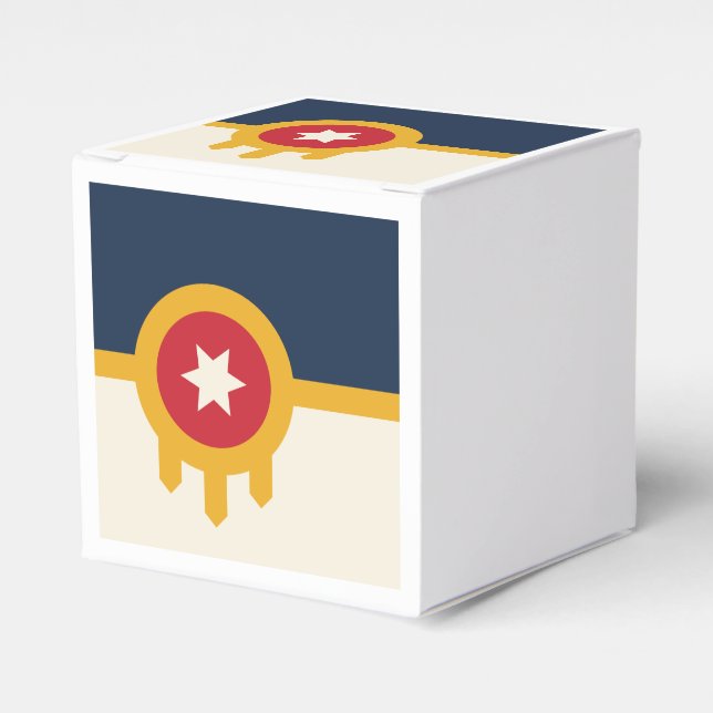 Caja patriótica con bandera de la ciudad de Tulsa (Costado Anverso)