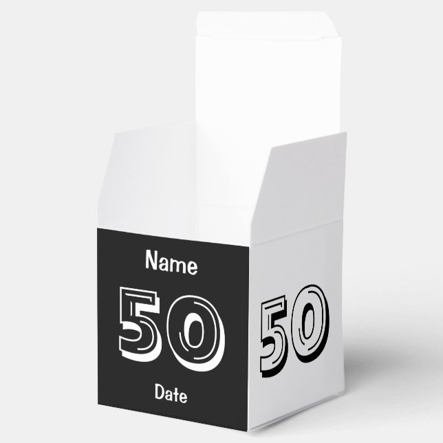 Caja personalizada de 50 años de favores blancos n (Abierto)